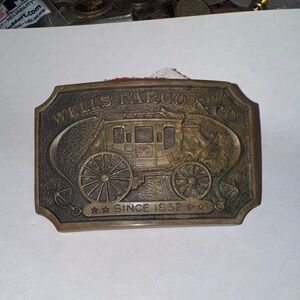 Antique Brass Wells Fargo & Co Belt Buckle